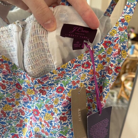 J. Crew Liberty London Ruffle Floral NWT Size 6 Color Blue White - Picture 2 of 5